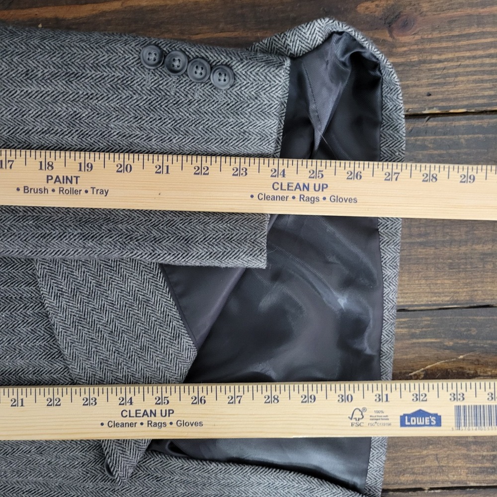 Croft Barrow Men's Tweed Sport Coat Blazer Two Button Gray Herringbone Poly 42R - Picture 5 of 14